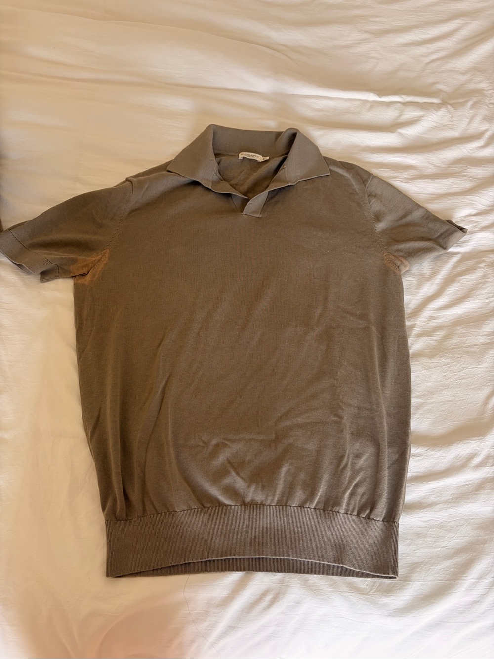 Suitsupply Short-Sleeve Polo - Taupe Green - L